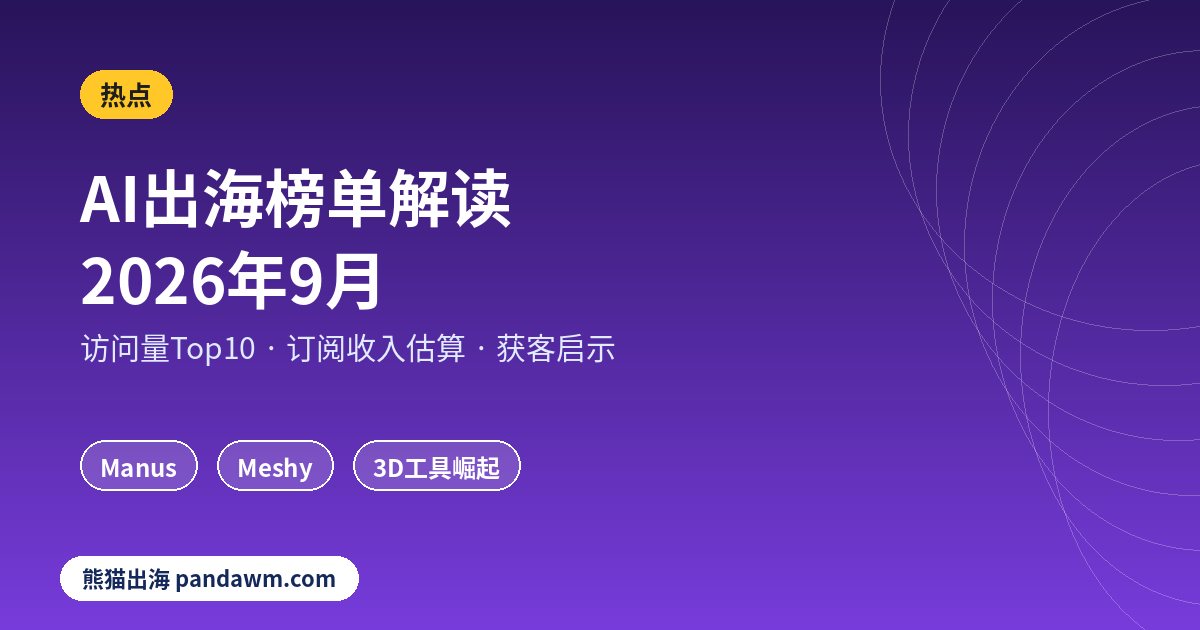 AI出海榜单解读2026年9月