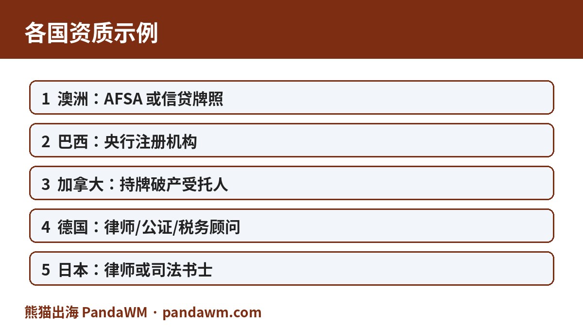 各国债务服务资质要求
