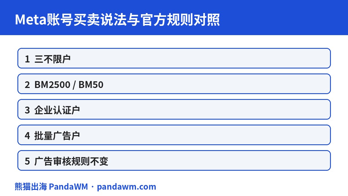 Meta账号买卖说法与官方规则对照表
