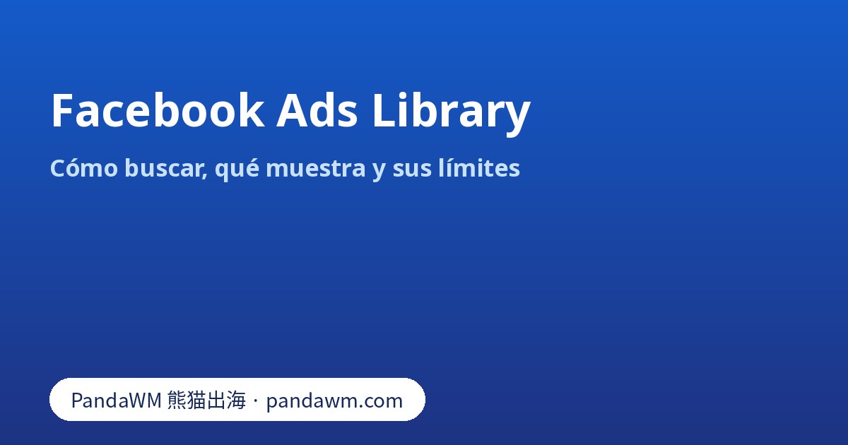Pantalla de búsqueda de Facebook Ads Library con filtros de país, categoría y palabra clave