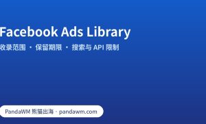 Facebook Ads Library 收录范围与保留期限示意：在投广告、欧盟广告一年、社会议题与政治广告七年