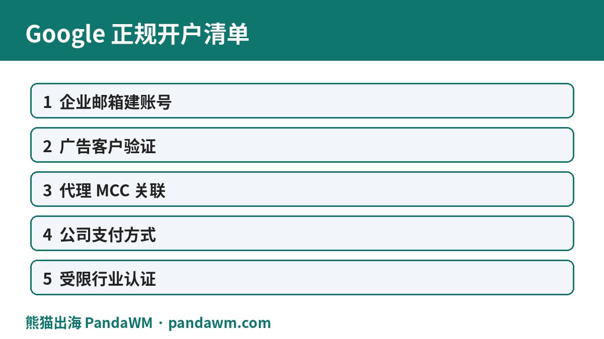 Google Ads企业正规开户清单