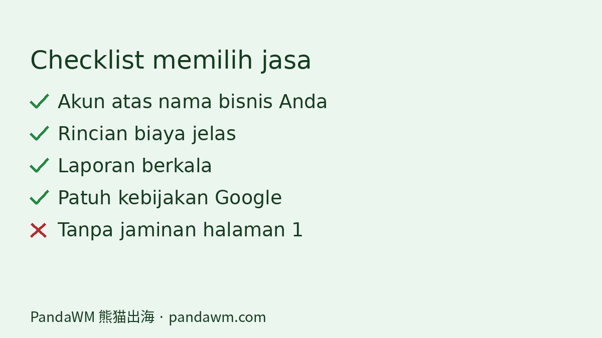 Checklist memilih jasa pasang iklan Google Ads