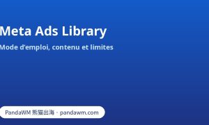 Page de recherche de la Meta Ads Library avec filtres pays, catégorie et mot-clé
