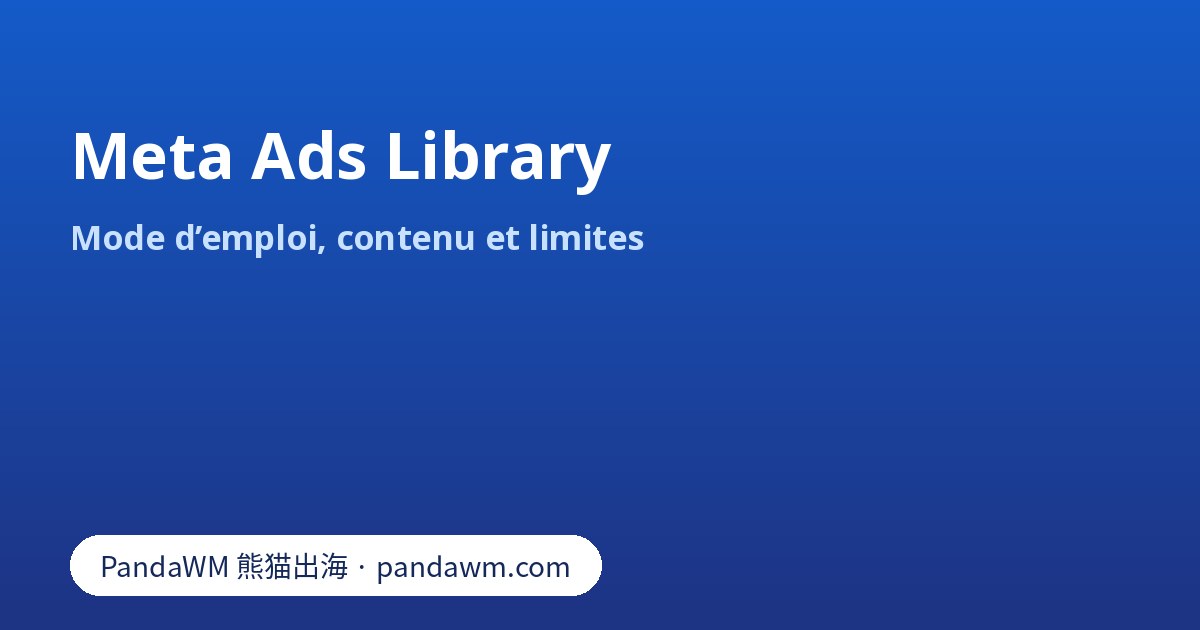 Page de recherche de la Meta Ads Library avec filtres pays, catégorie et mot-clé