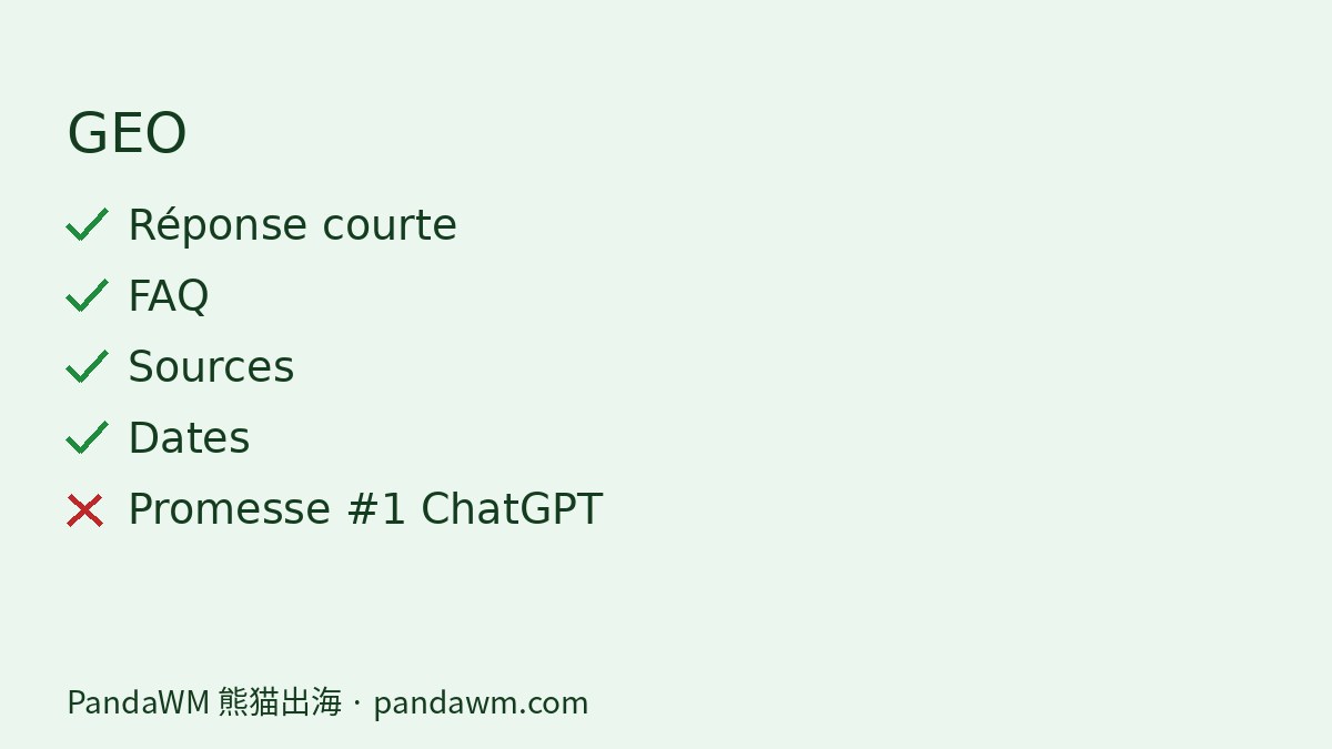 Checklist GEO / référencement IA