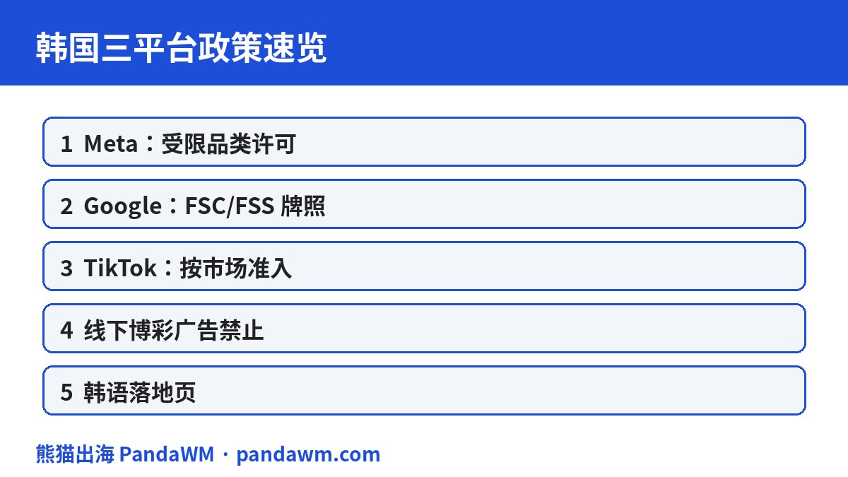 韩国三平台政策速览表