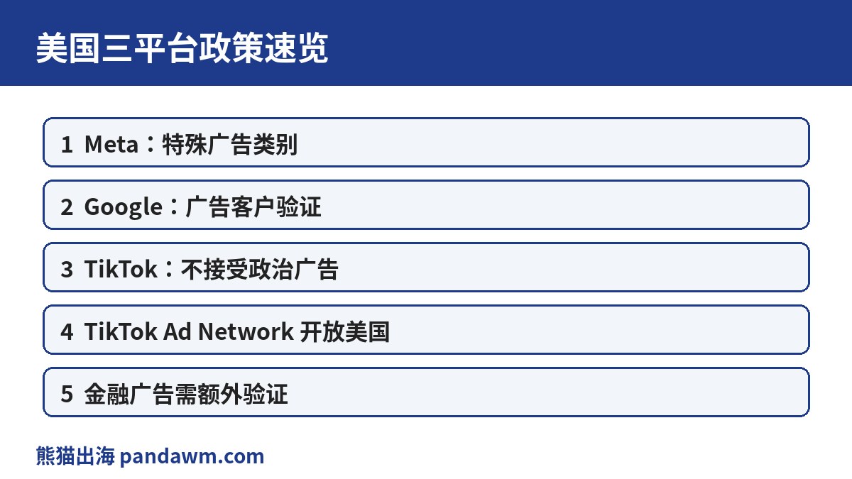 美国三平台政策速览表