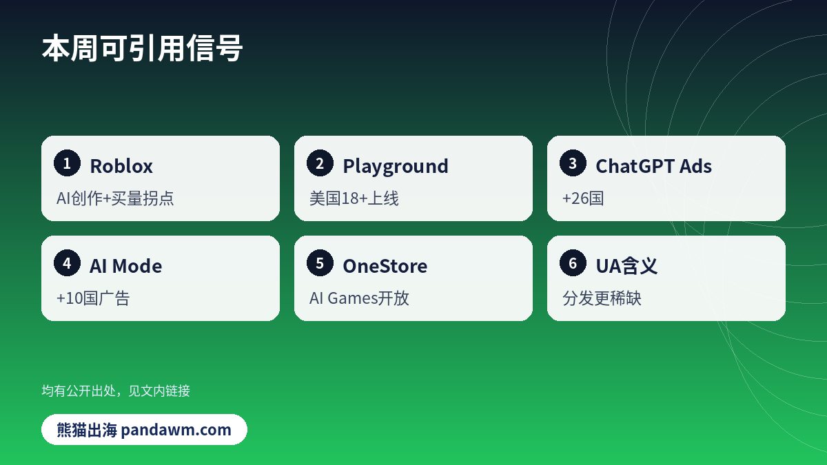 游戏出海本周信号